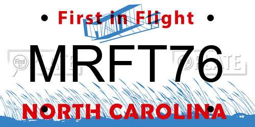 MRFT76 North Carolina License Plate