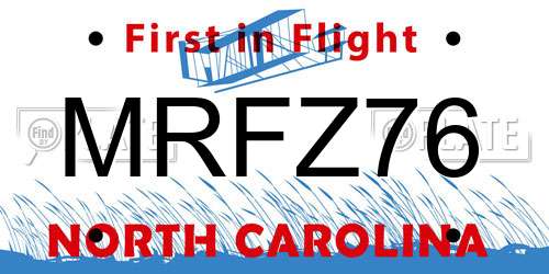 MRFZ76 North Carolina License Plate