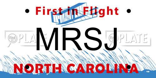 MRSJ North Carolina License Plate