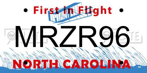 MRZR96 North Carolina License Plate