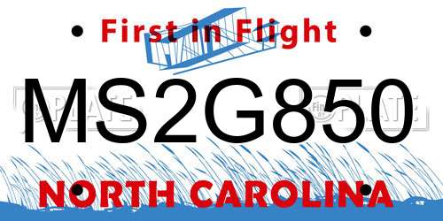 MS2G850 North Carolina License Plate