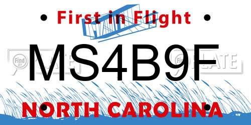 MS4B9F North Carolina License Plate