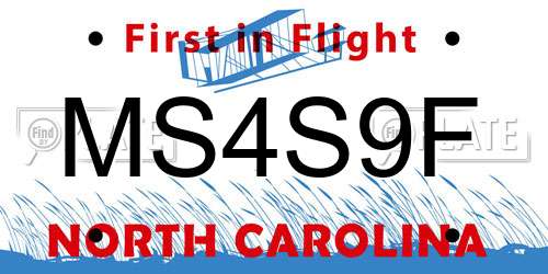 MS4S9F North Carolina License Plate