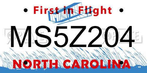 MS5Z204 North Carolina License Plate