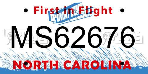 MS62676 North Carolina License Plate