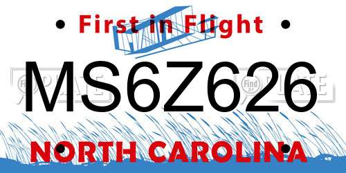 MS6Z626 North Carolina License Plate