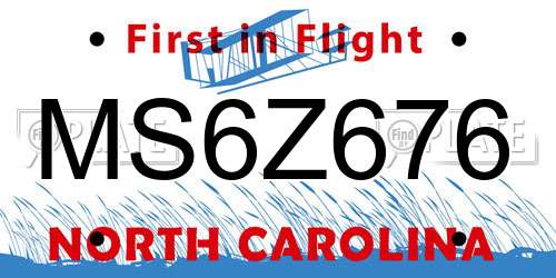 MS6Z676 North Carolina License Plate