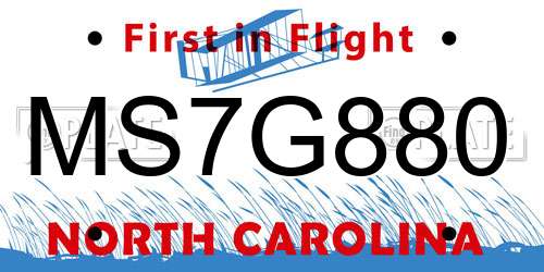 MS7G880 North Carolina License Plate