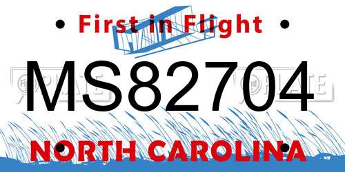 MS82704 North Carolina License Plate