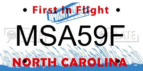 MSA59F North Carolina License Plate
