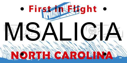 MSALICIA North Carolina License Plate