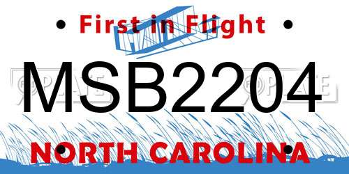 MSB2204 North Carolina License Plate