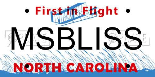 MSBLISS North Carolina License Plate