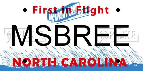 MSBREE North Carolina License Plate