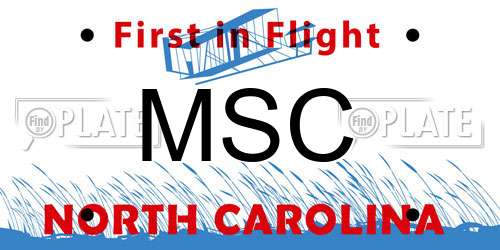 MSC North Carolina License Plate