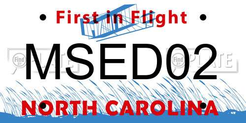 MSED02 North Carolina License Plate