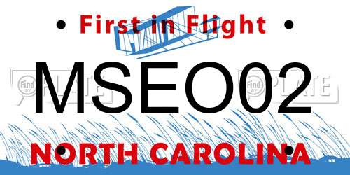 MSEO02 North Carolina License Plate