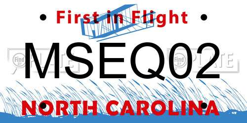 MSEQ02 North Carolina License Plate