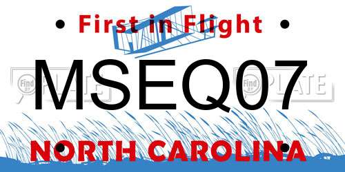 MSEQ07 North Carolina License Plate