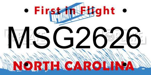 MSG2626 North Carolina License Plate