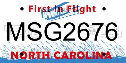 MSG2676 North Carolina License Plate