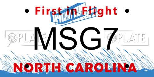 MSG7 North Carolina License Plate