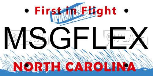 MSGFLEX North Carolina License Plate