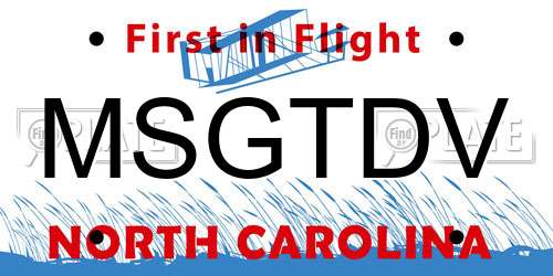 MSGTDV North Carolina License Plate