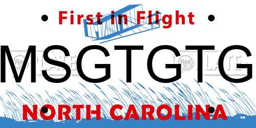 MSGTGTG North Carolina License Plate