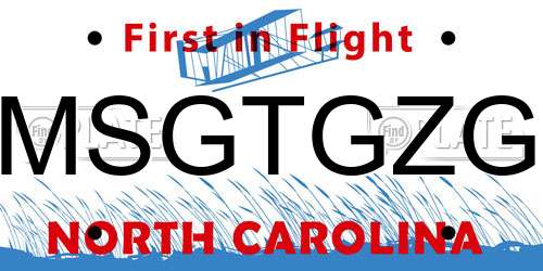 MSGTGZG North Carolina License Plate