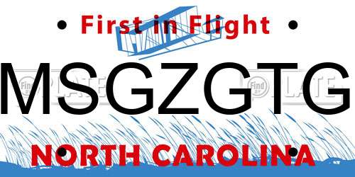 MSGZGTG North Carolina License Plate