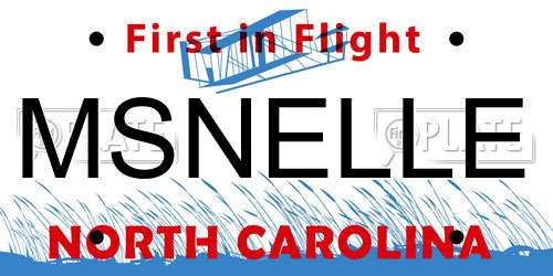 MSNELLE North Carolina License Plate