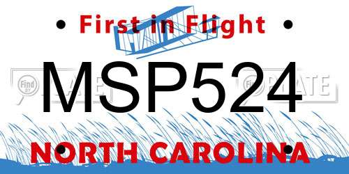 MSP524 North Carolina License Plate