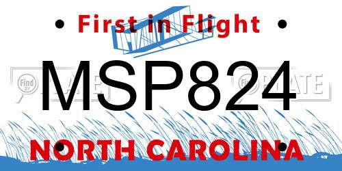 MSP824 North Carolina License Plate