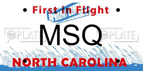 MSQ North Carolina License Plate