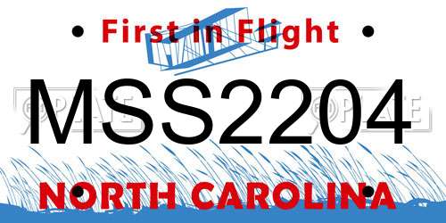 MSS2204 North Carolina License Plate