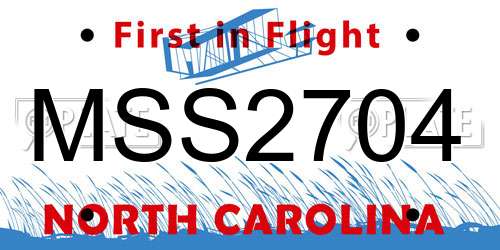 MSS2704 North Carolina License Plate