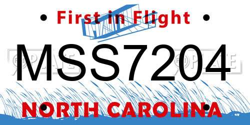 MSS7204 North Carolina License Plate