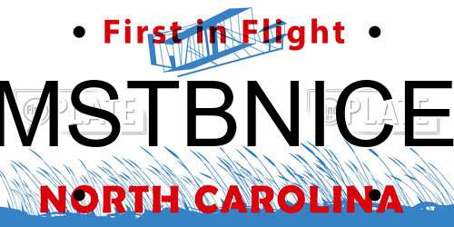 MSTBNICE North Carolina License Plate