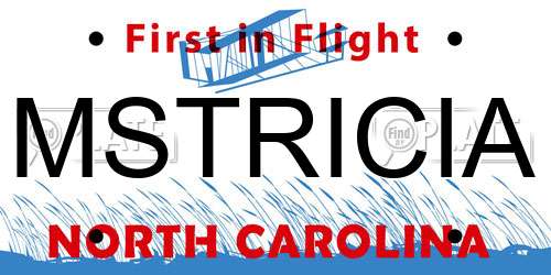 MSTRICIA North Carolina License Plate