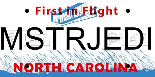 MSTRJEDI North Carolina License Plate