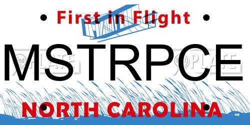 MSTRPCE North Carolina License Plate