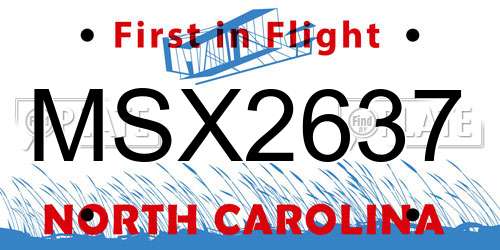 MSX2637 North Carolina License Plate