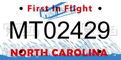 MT02429 North Carolina License Plate