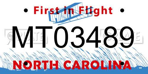 MT03489 North Carolina License Plate