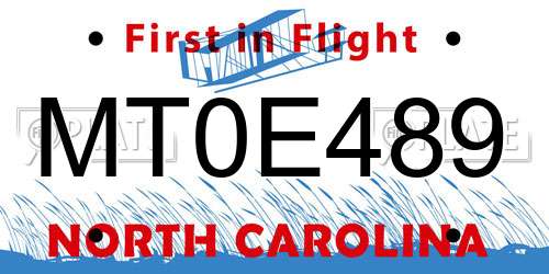 MT0E489 North Carolina License Plate