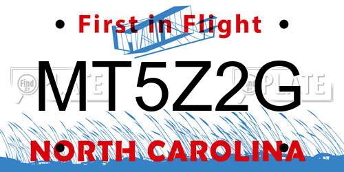 MT5Z2G North Carolina License Plate