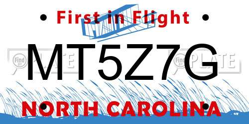 MT5Z7G North Carolina License Plate