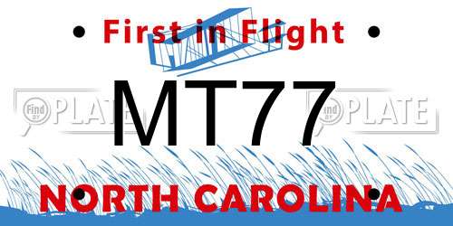 MT77 North Carolina License Plate