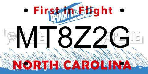 MT8Z2G North Carolina License Plate